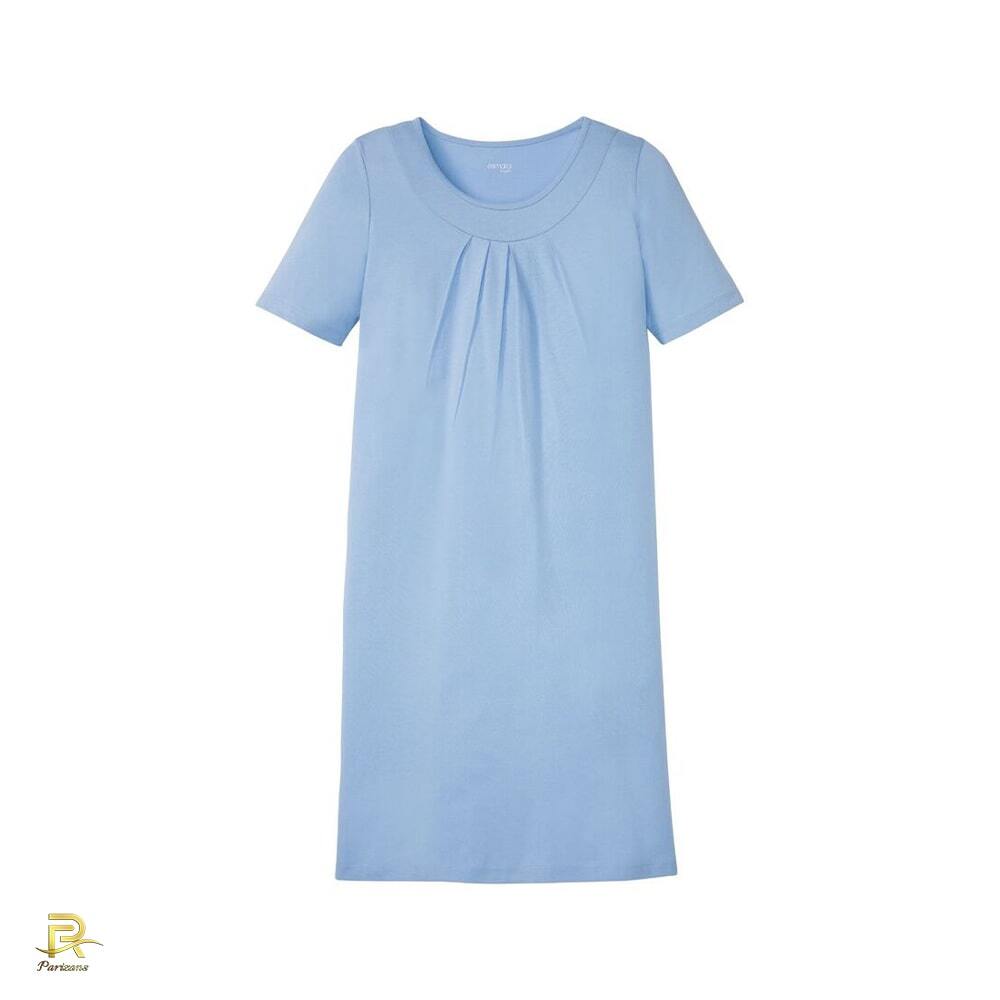  خرید اینترنتی پیراهن راحتی نخی زنانه اسمارا مدل C1581 با سایز بزرگ و رنگ آبی روشن 