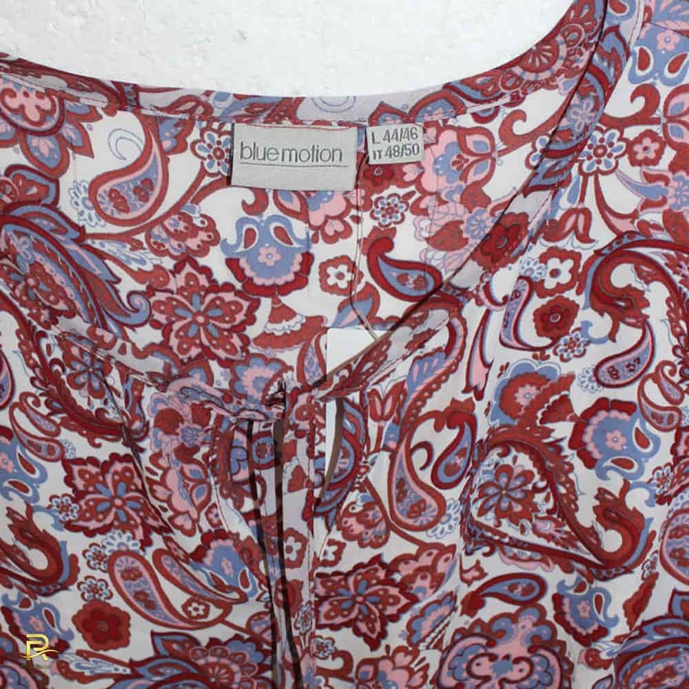  نمای نزدیک پیراهن مجلسی طرح دار حریر زنانه بلو موشن مدل C1418 با سایز 46-44 و قیمت 336000 تومان 