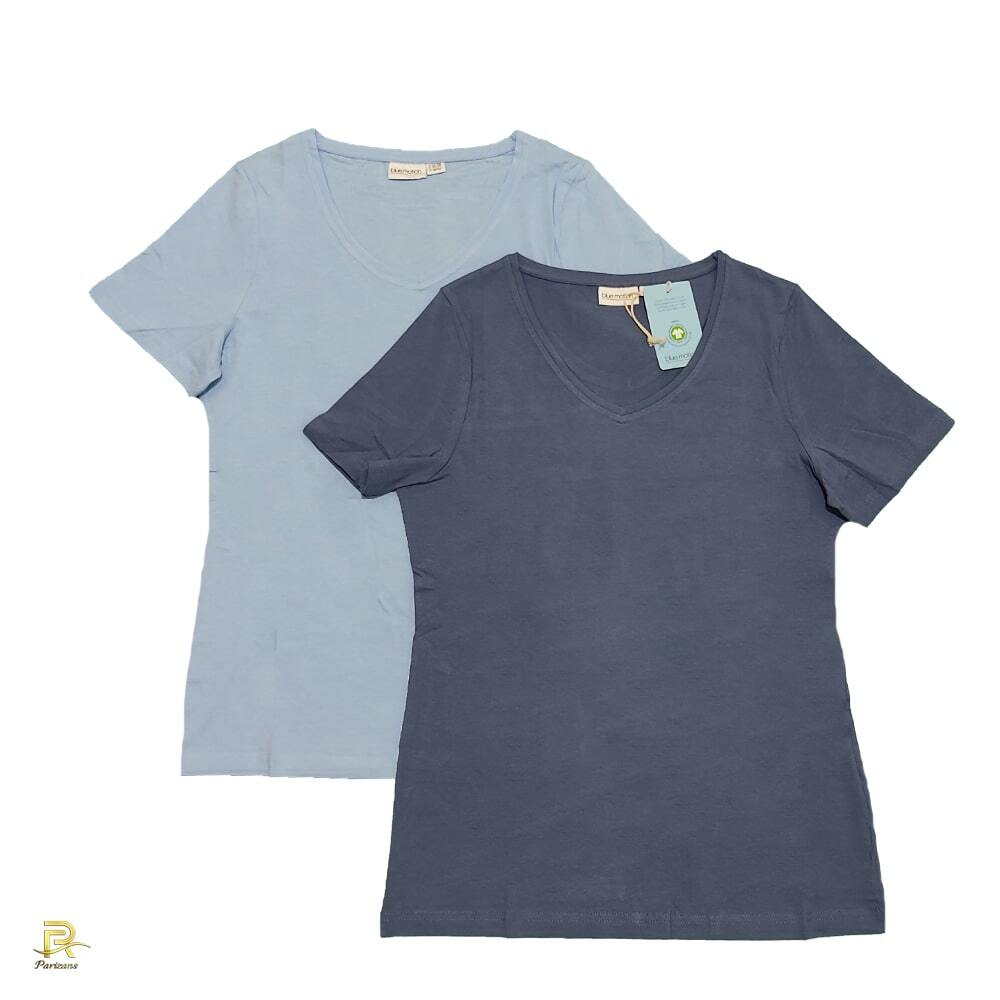  نمای جلو تی شرت نخی زنانه بلو موشن مجموعه 2 عددی مدل C1521 با رنگهای سرمه ای و آبی و سایز 38-36 و قیمت 306000 تومان 