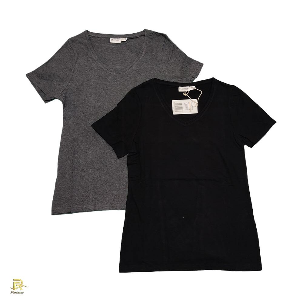  نمای جلو تی شرت آستین کوتاه زنانه بلو موشن مجموعه 2 عددی مدل C1522 با رنگهای خاکستری و مشکی و سایز 38-36 و قیمت 306000 ت 