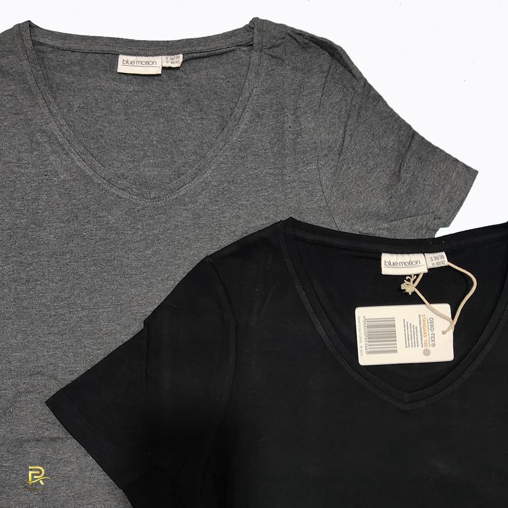  نمای نزدیک تی شرت آستین کوتاه زنانه بلو موشن مجموعه2عددی مدل C1522 با رنگهای خاکستری و مشکی و سایز 38-36 و قیمت 306000 ت 